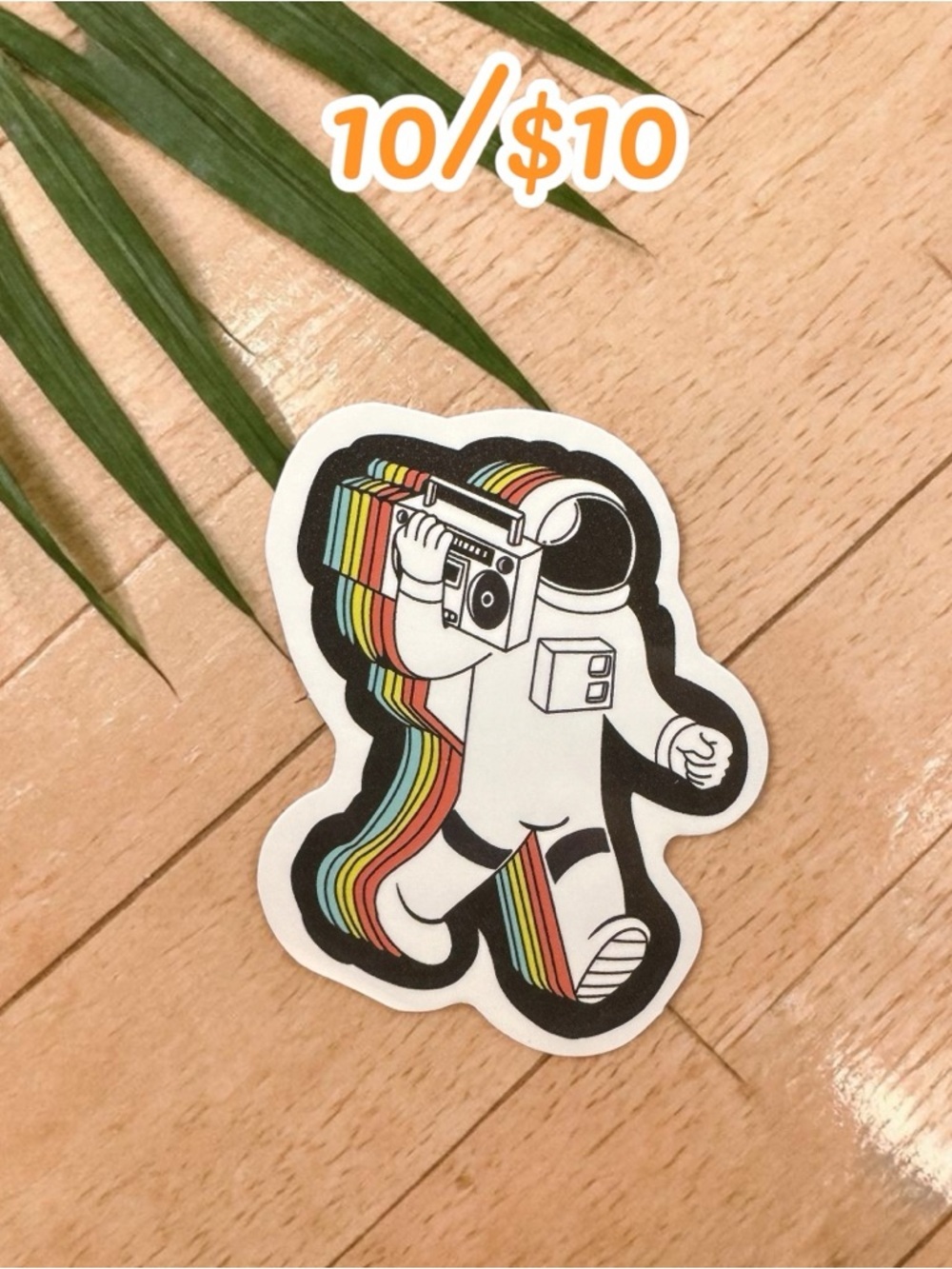 Retro Astronaut Boombox Sticker – Vintage Space Music Vinyl Decal | 80s Retro